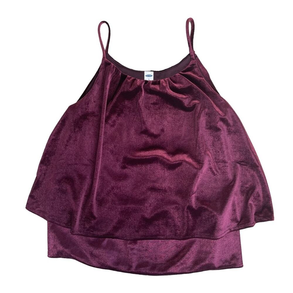 OLD NAVY Burgundy Velvet Layered Tank Top Blouse Women’s Size Small